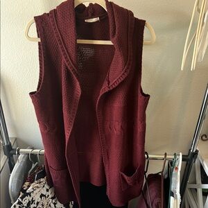 Women's Burgundy Sweater Vest cardigan
